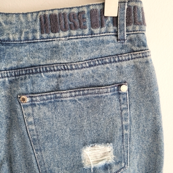 House of Holland Plaid Patchwork Distressed Jeans - Picture 7 of 8